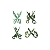 set of eco scissors leaf nature abstract logo design, element graphic vector illustration for your company