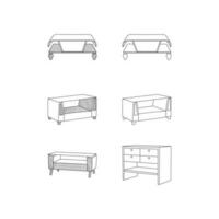 conjunto de mesa interior icono minimalista línea Arte diseño, contorno vector diseño ilustración modelo