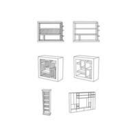 Set of Shelf furniture icon minimalist line art design, Outline vector design illustration template