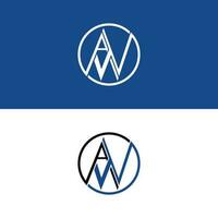 AW initial letters linked circle illustration design template, suitable for your company vector
