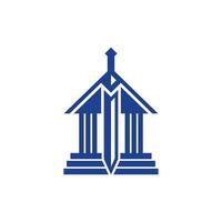 law building sword logo simple concept design template, Suitable for your design vector