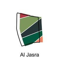 map of Al Jasra, flat vector with high details. Qatar administrative map with international border design template