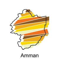 Fully Editable Map of Amman, Vector map of Jordan with named governance and travel icons