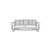 modern sofa line art style design template, sofa furniture for living room vector