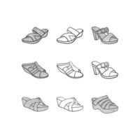 conjunto de zapatillas elegante icono línea ilustración recopilación, con moderno vector concepto. adecuado para tu empresa