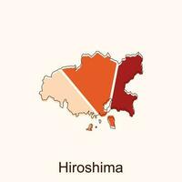 vector map of Hiroshima modern outline, High detailed vector map Japan illustration vector Design Template, suitable for your company