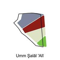 Umm Salal Ali map flat vector illustration, Outline Map of Qatar Vector Design Template. Editable Stroke