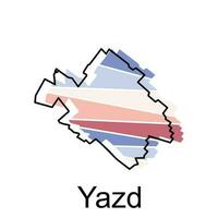 Vector file map of Yazd, Iran regions map illustration design template