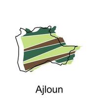 completamente editable mapa de ajloun, vector mapa de Jordán con llamado gobernancia y viaje íconos