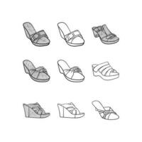 set of Slippers Fashion line illustration collection, With modern vector concept. suitable for your company