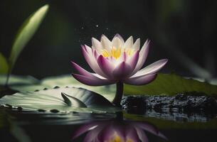 hermosa flor o agua lirio flotante en agua , generativo ai foto