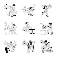 Collection of Scientist Experiments Hand Drawn Illustrations vector