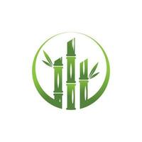 Bamboo with green leaf logo ilustration vector template