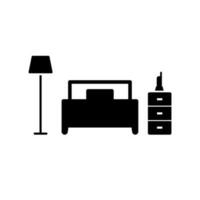 Vector element of Bed with Furniture, Glyph icon.