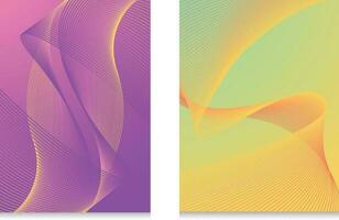 Set of Two Abstract Warped Diagonal Yellow Pink And Purple Gradient Background, Modern Vector Curved Twisted Slanting Design, For Your Business