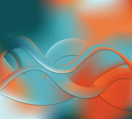 Gradient geometric wavy background, Orange and green color abstract, Good for social media banners, Templates