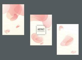 Set Of Three Abstract Fluid Red and Cream Color Backgrounds With A4 Format, Modern Vector Splash Design For Web, Brochure Template