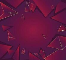 Modern abstract polygonal design 3d background, Red triangles with golden borders, Luxury background, Banners, Templates vector