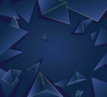 Dark blue polygonal abstract background with golden lines, Abstract 3d illustration vector template, Good for web design