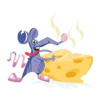 Trendy Mouse Cheese vector