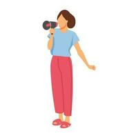 vector illustration concept of a person screaming with a loudspeaker  megaphone