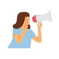 vector illustration concept of a person screaming with a loudspeaker, megaphone