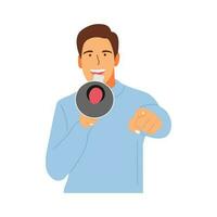 vector illustration concept of a person screaming with a loudspeaker  megaphone