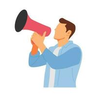 vector illustration concept of a person screaming with a loudspeaker  megaphone