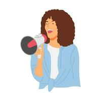 vector illustration concept of a person screaming with a loudspeaker, megaphone