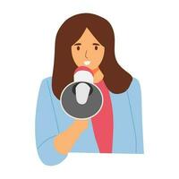 vector illustration concept of a person screaming with a loudspeaker  megaphone