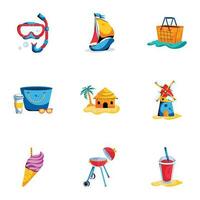 Modern Set of Outdoor Activities Flat Icons vector