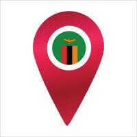 Destination pin icon with Zambia flag.Location red map marker vector