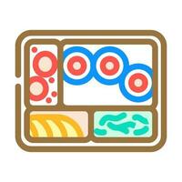 bento caja japonés comida color icono vector ilustración