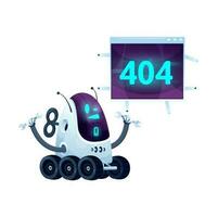 404 página con dibujos animados pantalla y futurista robot vector