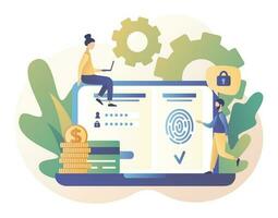 Data protection concept. Scan Fingerprint, Identification system. Modern flat cartoon style. Vector illustration