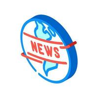 globo Noticias medios de comunicación isométrica icono vector ilustración