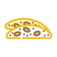 almendra biscotti comida bocadillo color icono vector ilustración