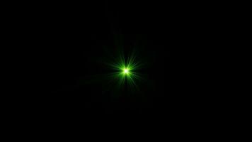 Loop center glow green star optical flare light video