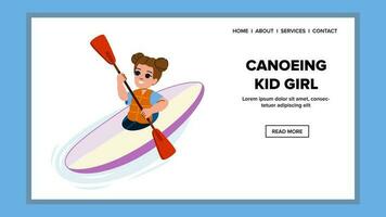canoeing kid girl vector