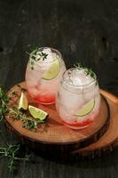 Cold Homemade Red Berry Lemonade with Thyme photo