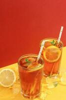 Two Glass of Lemon Tea, Summer Drink photo