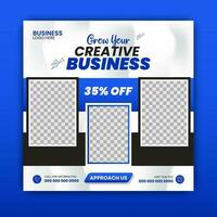 Set of editable minimal square banner template design black and blue color . Suitable for social media post and web internet ads banner Vector