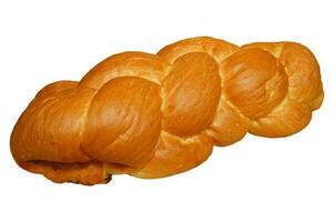 Challah bun without background. Sweet hallah bread. photo