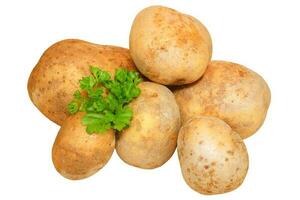 patatas sin antecedentes. grupo de crudo papas. foto