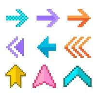 Arrow pixel art, pixel cursor arrow set vector