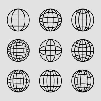 Y2K globe element, globe icon, Globe element, World Icon Black vector