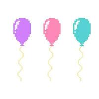 Balloon pixel art, Pixel colorful balloon, Air balloon pixel art icon vector 8 bit