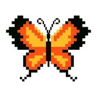 Butterfly pixel art, 8bit butterfly, illustration of spring butterflies on white background vector