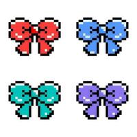 Bow ribbon pixel art, 8bit bow present, ribbon pixel art icon present bow vector