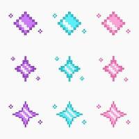 8 bit sparkling, sparkle star pixel art vector